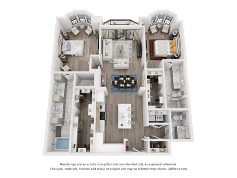 Floor plan for 2 beds, 2.5 baths, 1653 sqft